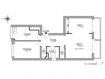 Appartement a louer  - 3 pièce(s) - 64.5 m2 - Surfyn
