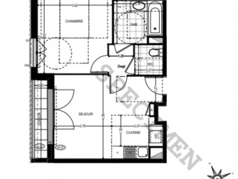 Appartement 2 pièce(s) 41.33 m²à louer Sannois