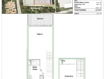 Appartement a louer begles - 2 pièce(s) - 48 m2 - Surfyn
