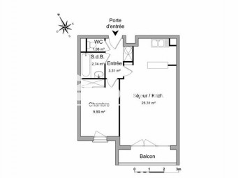 Appartement a louer franconville - 2 pièce(s) - 42.3 m2 - Surfyn