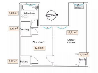 Appartement a louer asnieres-sur-seine - 2 pièce(s) - 39.69 m2 - Surfyn