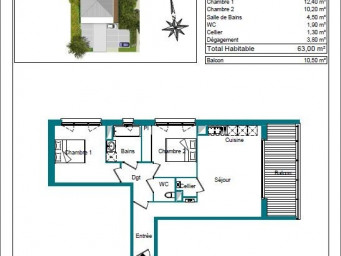 Appartement a louer villenave-d'ornon - 3 pièce(s) - 63 m2 - Surfyn