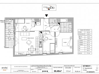 Appartement a louer cergy - 4 pièce(s) - 68.05 m2 - Surfyn