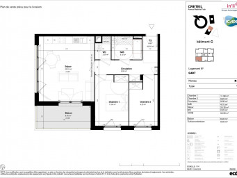Appartement a louer creteil - 3 pièce(s) - 62.5 m2 - Surfyn