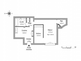 Appartement a louer paris-8e-arrondissement - 2 pièce(s) - 48 m2 - Surfyn