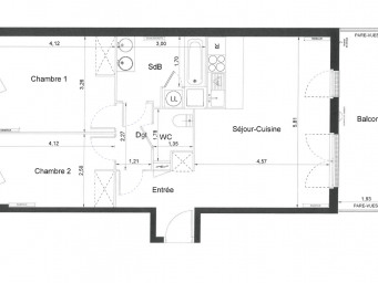 Appartement 3 pièce(s) 65 m²à vendre Villiers-le-bel