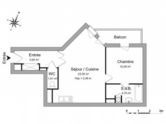 Appartement a louer ermont - 2 pièce(s) - 45.1 m2 - Surfyn
