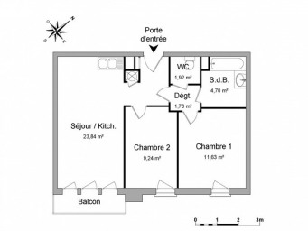 Appartement a louer montigny-les-cormeilles - 3 pièce(s) - 53.1 m2 - Surfyn