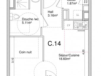 Appartement a louer besancon - 1 pièce(s) - 28.74 m2 - Surfyn