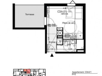 Appartement a louer beziers - 1 pièce(s) - 23 m2 - Surfyn