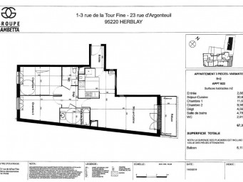 Appartement a louer herblay - 3 pièce(s) - 67 m2 - Surfyn