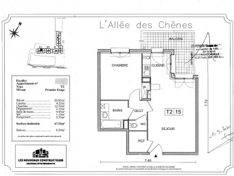 Appartement a louer herblay - 2 pièce(s) - 47.52 m2 - Surfyn