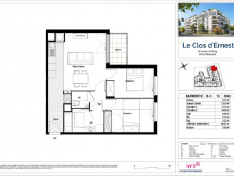 Appartement a louer villemomble - 3 pièce(s) - 60.87 m2 - Surfyn