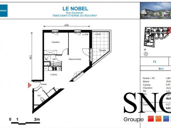 Appartement a louer saint-etienne-du-rouvray - 2 pièce(s) - 48.43 m2 - Surfyn