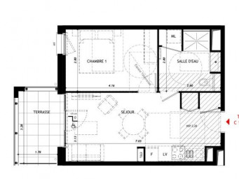 Appartement a louer vernon - 2 pièce(s) - 40 m2 - Surfyn