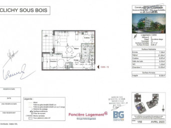 Appartement a louer clichy-sous-bois - 2 pièce(s) - 65.25 m2 - Surfyn