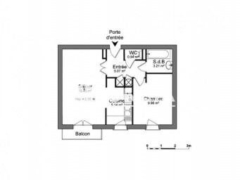 Appartement a louer vaureal - 2 pièce(s) - 41.1 m2 - Surfyn