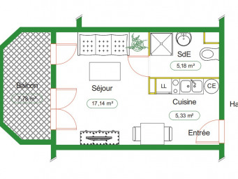 Appartement a louer dijon - 1 pièce(s) - 27 m2 - Surfyn