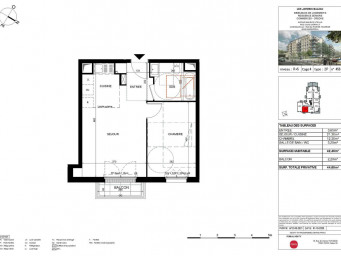Appartement a louer  - 2 pièce(s) - 42.45 m2 - Surfyn
