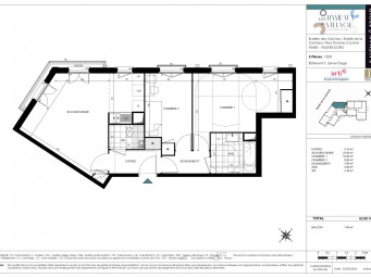 Appartement a louer  - 3 pièce(s) - 62.8 m2 - Surfyn