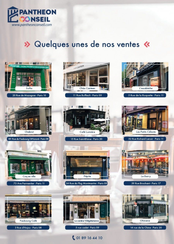 Fonds de Commerce Restaurant Paris 17ème