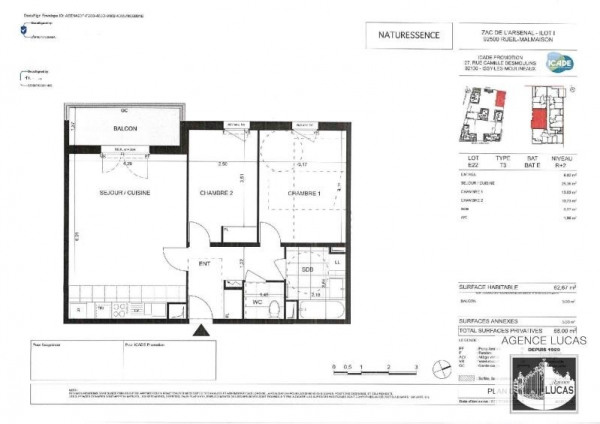 Appartement a louer rueil-malmaison - 3 pièce(s) - 62.67 m2 - Surfyn
