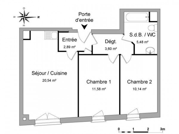 Appartement a louer argenteuil - 3 pièce(s) - 54.23 m2 - Surfyn