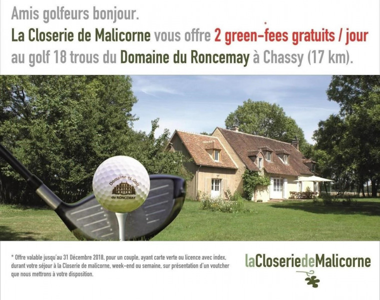 2 green-fees gratuits/jour au Golf du Domaine du Roncemay