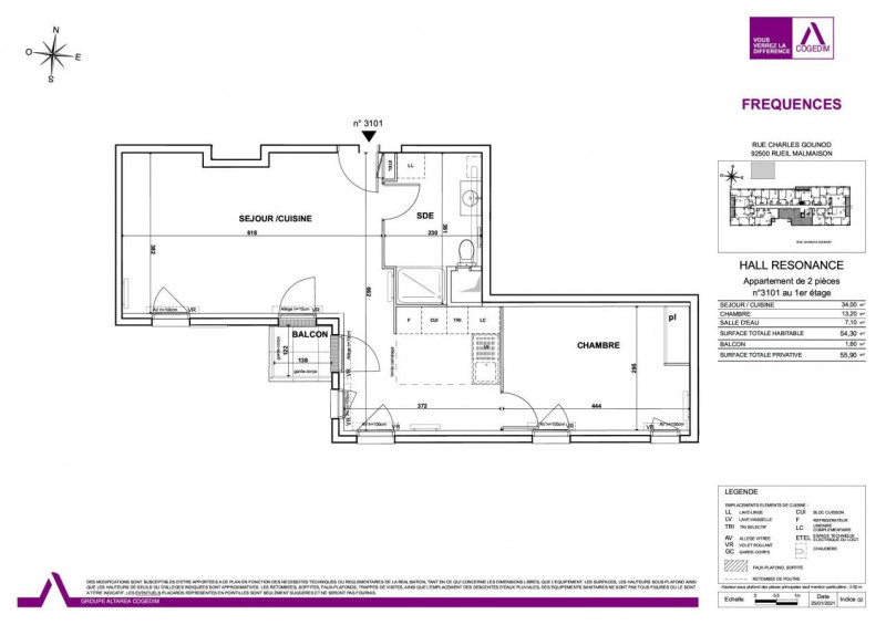 Appartement a louer rueil-malmaison - 2 pièce(s) - 54 m2 - Surfyn