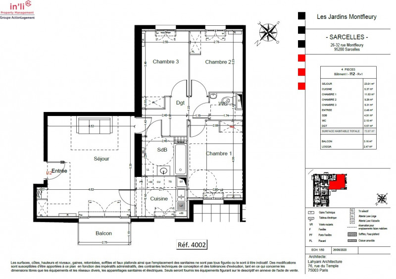 Appartement a louer sarcelles - 4 pièce(s) - 74.2 m2 - Surfyn