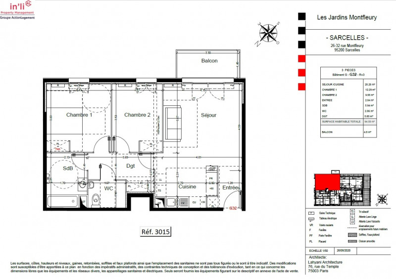 Appartement a louer sarcelles - 3 pièce(s) - 64.19 m2 - Surfyn