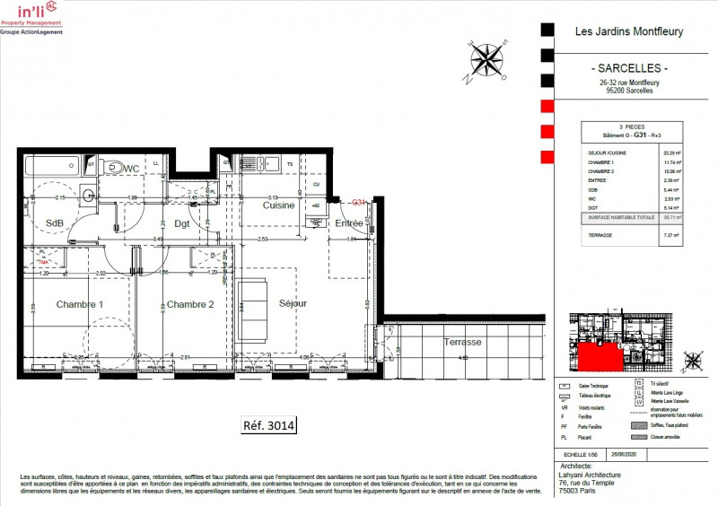Appartement a louer sarcelles - 3 pièce(s) - 59.5 m2 - Surfyn