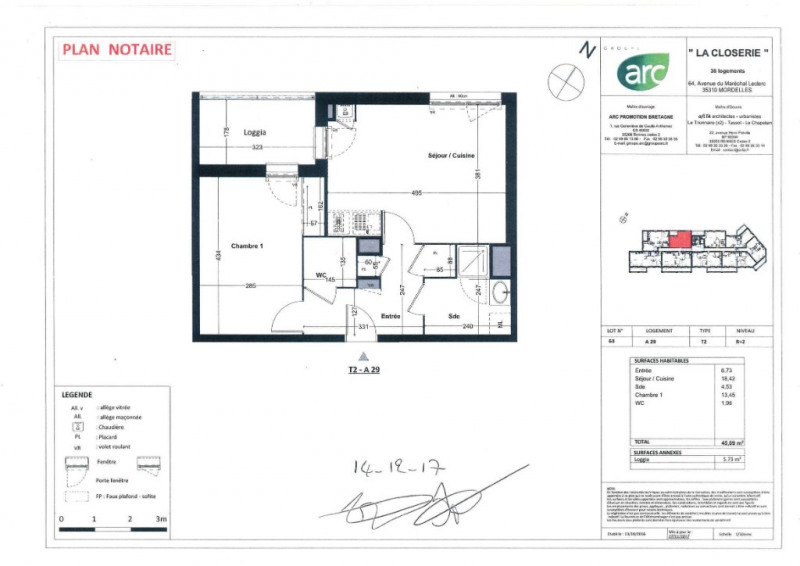 plan appartement legende