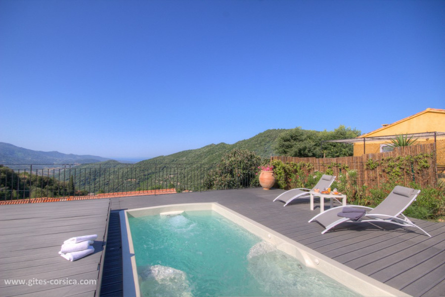 Le spa de nage et sa vue dégagée sur la vallée